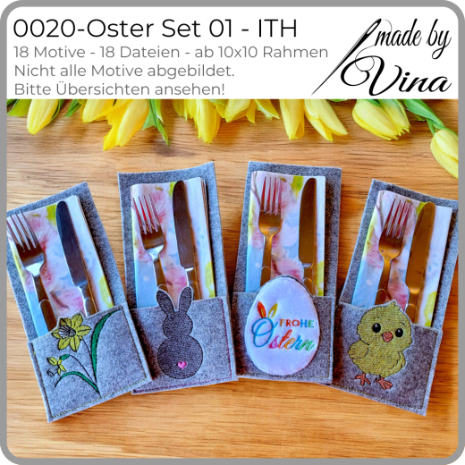 Oster Set 01 – ITH Stickdateien für Bestecktaschen & Tischdeko