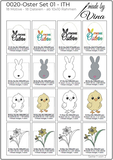 Oster Set 01 – ITH Stickdateien für Bestecktaschen & Tischdeko