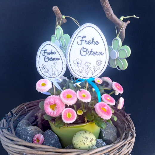 Oster Blumenstecker Stickdateien Set | Eier, Blumen & Hase | ab 10x10 cm