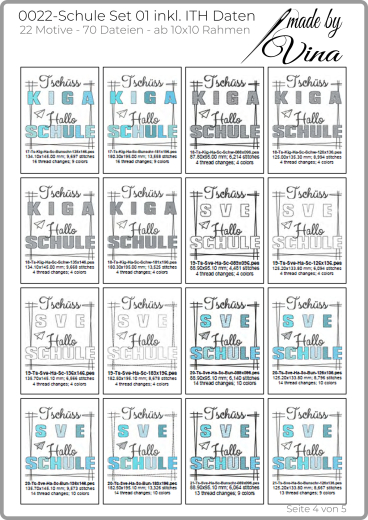 Schule Set 01 inkl. ITH Stickdateien | Schulkind, Einschulung & Abschied | ab 10x10 cm