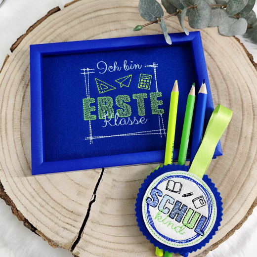 Schule Set 02 inkl. ITH Stickdateien | Schulkind, Erste Klasse & Kita Abschied | ab 10x10 cm