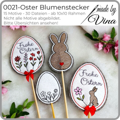 Oster Blumenstecker Stickdateien Set | Eier, Blumen & Hase | ab 10x10 cm
