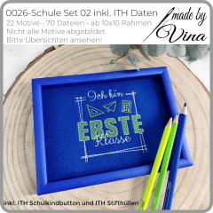 Schule Set 02 inkl. ITH Stickdateien | Schulkind, Erste Klasse & Kita Abschied | ab 10x10 cm